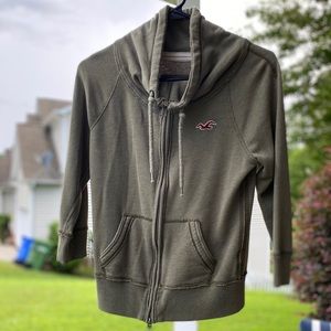 Hollister Cowl Neck 3/4 sleeve zipper hoodie